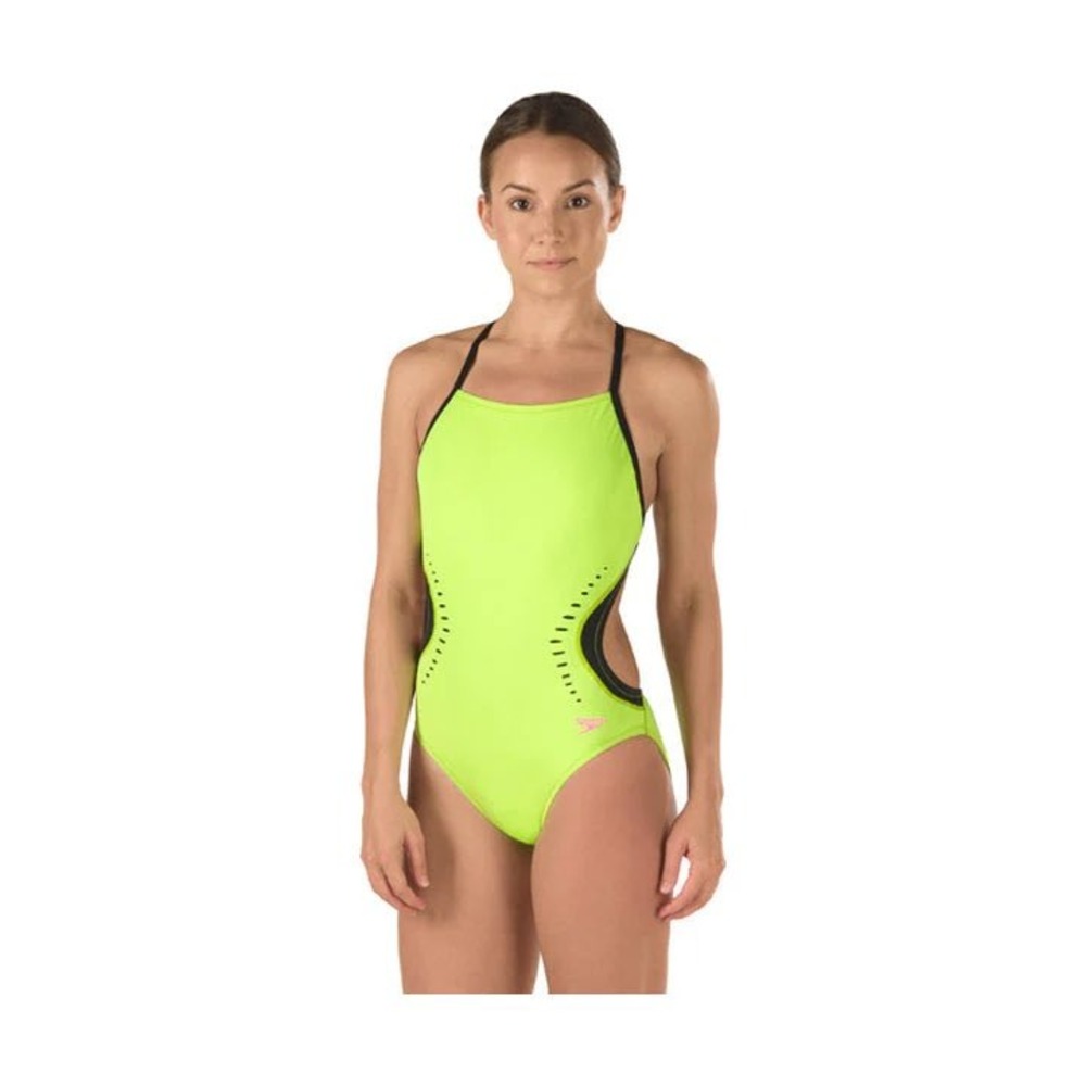 Speedo Neon Lime and Black One-Piece Swimsuit